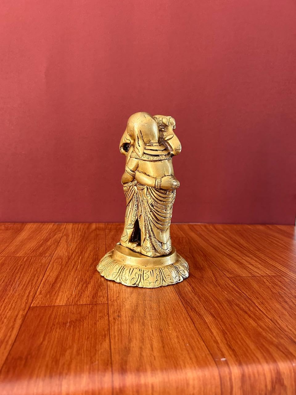 Mridaya Brass Ganesha Statue | 19 Cm Hugging Ganesh Statue | Housewarming Gift | Hindu Wedding Gift | Elephant God Statue